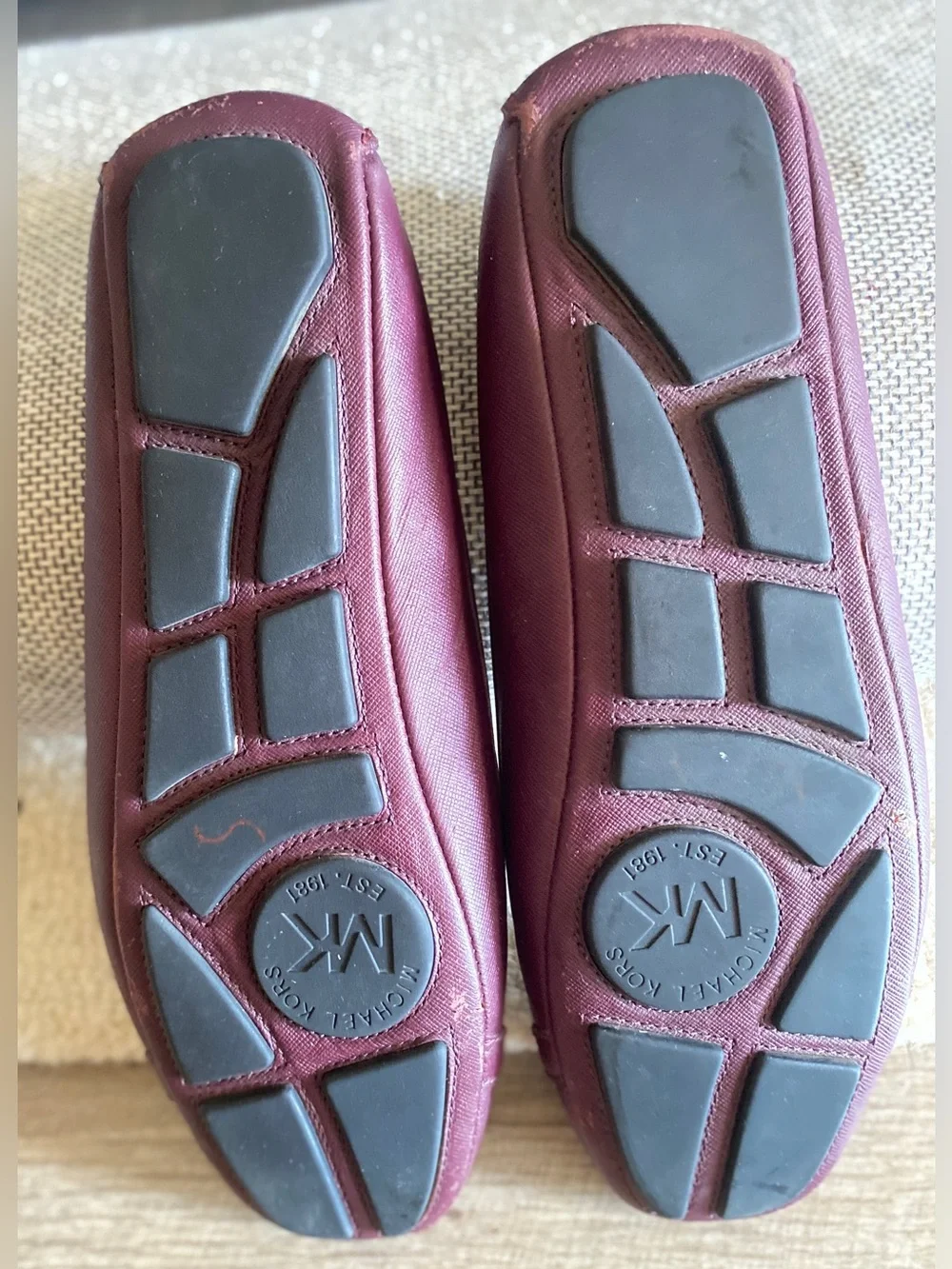 Michael Kors Fulton Ballet Flats – Burgundy Saffiano Leather Sz 10 M